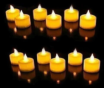 ROYAL TRADING Flameless Artificial LED Tea Lights Plastic Candle for Home Decoration- 12 Piece Candle(Yellow, Pack of 12)