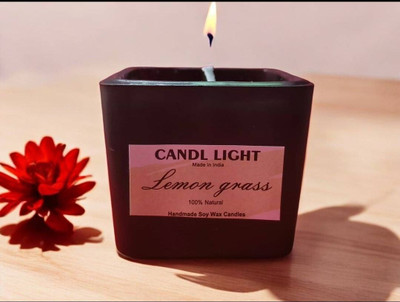 SCENTORA NEW25_Mini heart lemongrass scented classic black votive candle Candle(White, Green, Pack of 1)