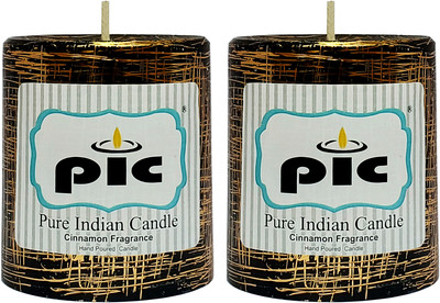 PIC Handmade Cinnamon Scented Decorative Wax Pillar Candle PC32302 Candle(Black, Pack of 2)