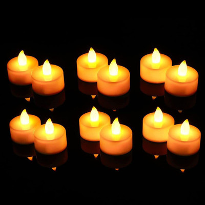 Refulgix Led Tea Light Candles for Diwali Pooja & Christmas Decorations Battery-Operated Plastic (Pack of 12) Table Diya Set(Height: 1.57 inch)