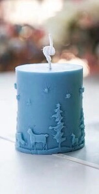 Aatman Enterprise Pillar Star and Deer Candle(Blue, Pack of 1)