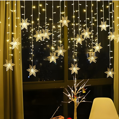 TECHGEAR 14 LEDs 3 m Yellow, White Flickering Snow Flake Rice Lights(Pack of 1)