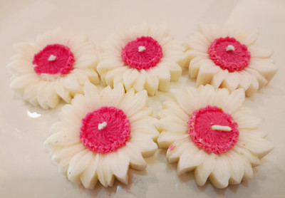 Aman PACK OF 3 Daisy \ 3 Sunflower Pink FLOATING CANDLE Candle(Pink, Pack of 6)