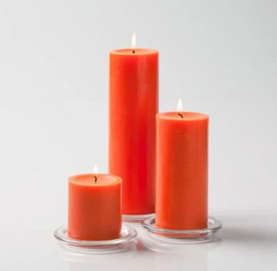 SAPI'S Smooth Scented Pillar Candle Pack of 3 with 75 Hours Burn Time Candle(Orange, Pack of 3)