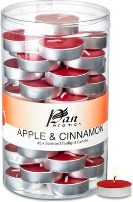 Pan Aromas Apple & Cinnamon Scented Tealight for Home, Office & Gifting Candle(Red, Pack of 45)