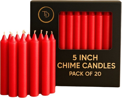 True Décor 5 Inch Chime/Mombati for Home Decoration Candle(Red, Pack of 20)