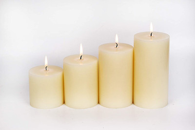 Parkash Candles Paraffin Wax Scented Pillar Candle (Ivory), Set of 4 Candle(Yellow, Pack of 4)
