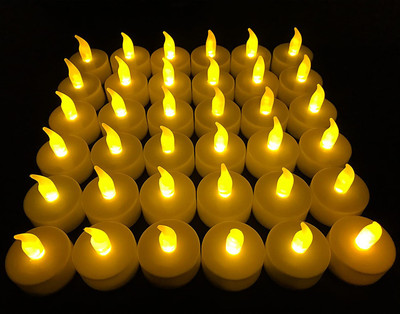 True Décor Acrylic Flameless and Smokeless LED Tealight Candles Pack of 36 (Yellow) Candle(White, Pack of 36)