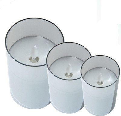 KUBER INDUSTRIES LED Candles for Home Decoration|Flameless Yellow Light|Pack of 3|B0-004D|Gray Candle(Grey, Pack of 3)