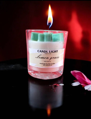 SCENTORA NEW25_Mini heart lemongrass scented soy wax votive jar candle Candle(Blue, White, Pack of 1)