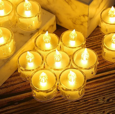 True Décor Flameless & Smokeless Transparent Acrylic Led Tea Light Candle Candle(Yellow, Pack of 6)