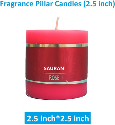 Sauran Fragrance Pillar Candles For Decoration DCD40 Candle(Red, Pack of 1)