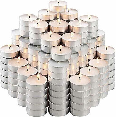 CHIKLIT ENTERPRISE 4-5 Hour Long Burning Unscented Tea Light Candle(White, Pack of 50)