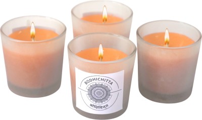 Bodhichitta Orange Scented Votive Glass Candles (160gm each) Candle(Orange, Pack of 4)