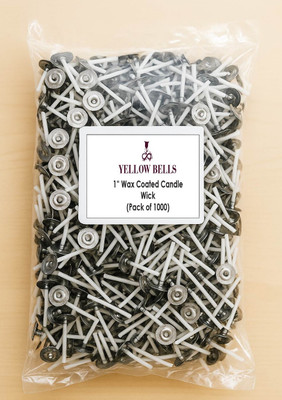 YellowBells 1 Inches Candle Making Wick, Wax Coated Candle Wick Thread Candle(White, Pack of 1000)