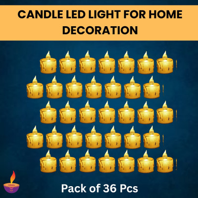 Guggu LED Candle Diyas Electric Flameless Crystal Candle Light For Home DecorationR387 Candle(Yellow, Pack of 36)