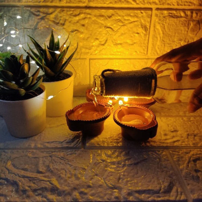 pampa LED Water Sensor Diyas with Water Sensing LED Candles_C4 Candle(Brown, Pack of 6)