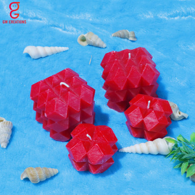 GW Creations Handmade Rose Square , Small Square Scented Candle Candle(Red, Pack of 4)