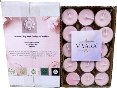 Vivara Lavender Scented Soy Wax Tealight Candles|3Hr Burn|Smokeless & Dripless|15Pc Candle(Purple, Pack of 15)