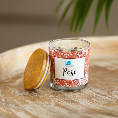 ExclusiveLane 'Rose' Handmade Wax Jar Scented, 28 Hours Burn Time, 150 g Candle(White, Pack of 1)