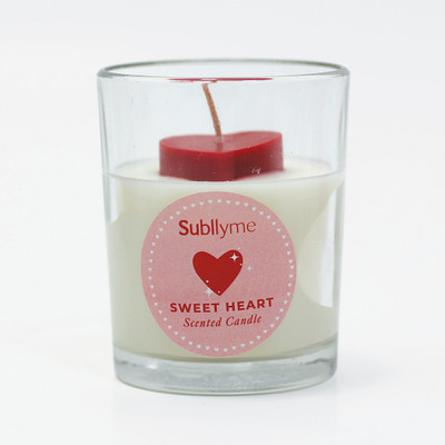 Subllyme Heart Scented 4.5 Oz Glass Candle(White, Red, Pack of 1)