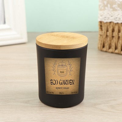 Wyndow Enterprise Wyndow Eco Garden Aromatic Rose Scented Candle in Soy Wax Jar with Cork Lid Candle(Black, Pack of 1)