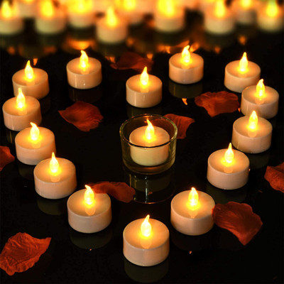 GRS ENTERPRISES antiq Flameless & Smokeless Transparent Led Tea Light Candle(WhitePack of 48) Candle(White, Pack of 48)
