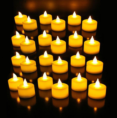 MAJISA LED flameless tea light candles Candle(Yellow, Pack of 24)