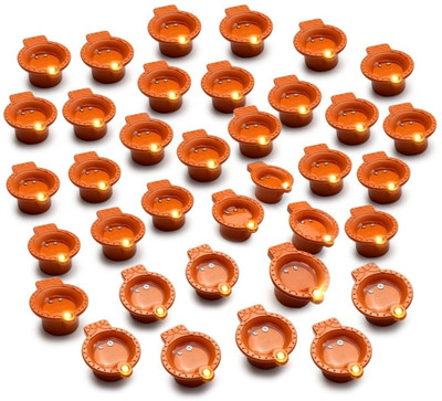 SHEKHAWAT AND SONS COMPANY Water Diyas LED Sensor Light Flameless & Smokeless Tea Light Candles for Diwali Candle(Maroon, Pack of 36)