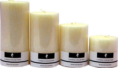 SNOBY Snoby Vanilla Marble Pillar Candle Set Candle(White, Pack of 4)