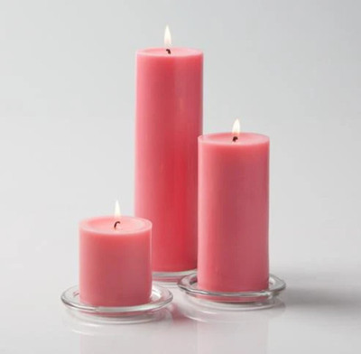 SAPI'S Smooth Scented Pillar Candle Pack of 3 with 75 Hours Burn Time Candle(Pink, Pack of 3)