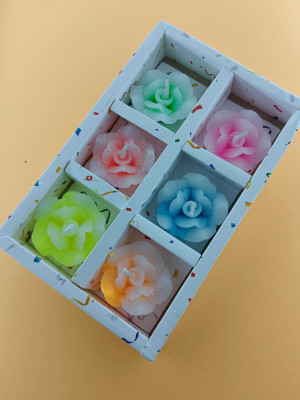 Yashika Rose Candle(Multicolor, Pack of 6)