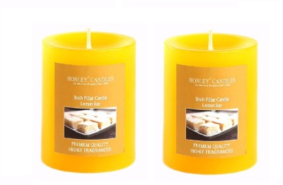 Hosley Lemon Bar Fragrance Soy & Paraffin Wax|45 Hours Burn Time|3 Inch Candle(Yellow, Pack of 2)
