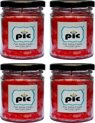 PIC Handpourd Apple Cinnamon Scented Jar Wax Candle PICSJC149269 Candle(Maroon, Pack of 4)