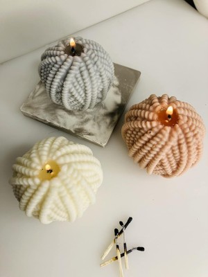 Hundur Store Woolen Ball Candle,125gm Each (Lemongrass, Vanilla & French Lavender)Pack of 3 Candle(Multicolor, Pack of 3)