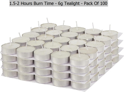 MK Life True Decor 1.5-2 Hrs Burning White Unscented Tealight Candles Pack Of 100 Candle(White, Pack of 100)