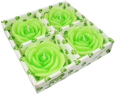 Kigssk Enterprises Pack of 4 Pcs Premium Green Floral Shape Floating Candle Candle(Green, Pack of 4)