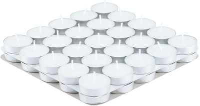 Great More 4-5 Hour Steady Flame Unscented Tealight Candles| Candle(White, Pack of 50)