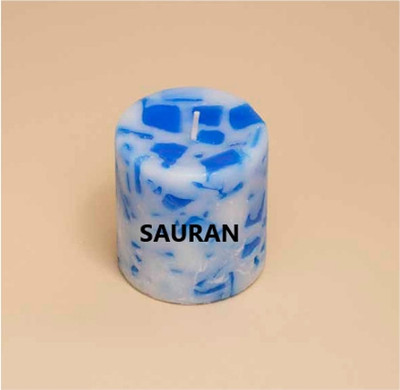 Sauran Small Pillar Candle Candle(Blue, Pack of 1)