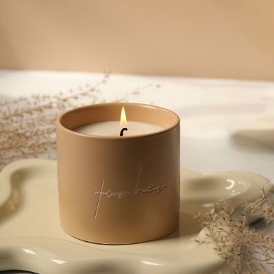 The Better Home 50 Hrs Golden Osmanthus Scented Candle Set : Reusable Ceramic Jar, Perfect Gift Candle(Brown, Pack of 1)