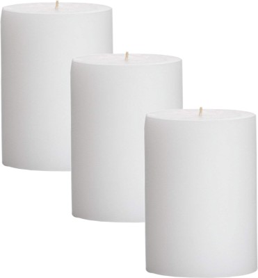 GOZZTOM Piller Candles Smoke Less Non-Scented White (2X2 Inch) Candle(White, Pack of 3)