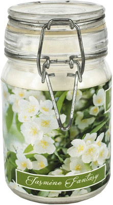 PREMSONS Jasmine Fragrances Premium Glass Jar Candle with Lid – 30 Hours Candle(White, Pack of 1)