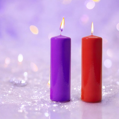 ASIDEA Block Candles pack of 2 ( Red_Purple )_CND42 Candle(Red, Purple, Pack of 2)