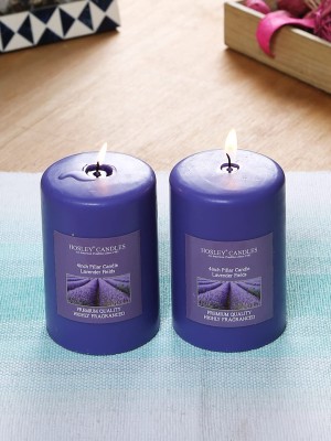 Hosley Lavender Fields Fragrance Soy & Paraffin Wax|60 Hours Burn Time|4 Inch Candle(Purple, Pack of 2)