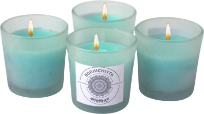 Bodhichitta Ocean Breeze Scented Votive Glass Candles (160gm each) Candle(Blue, Pack of 4)