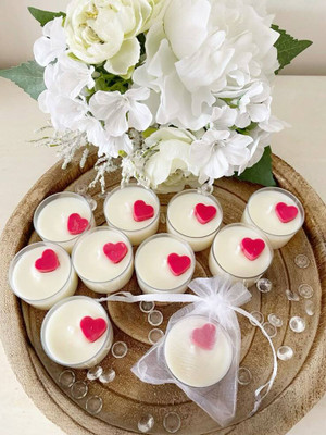Wittyboon Heart T Light Candle Candle(White, Pink, Pack of 4)
