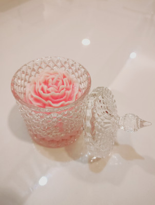 Aman IMPORTED JASMINE PHEONY Scented Candle Glass Jar Candle(Pink, Pack of 1)