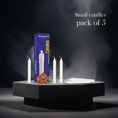 Kreyam's Set of 5 Taper Household Emergency Candles, Unscented Candle(White, Pack of 5)