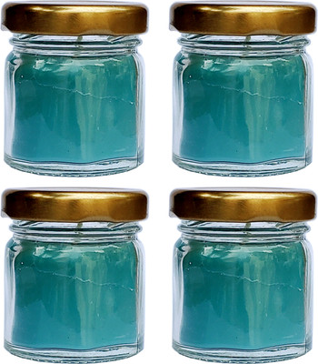 PIC Handpourd Evergreen Forest Scented Mini Jar Wax Candle(Grey, Pack of 4)