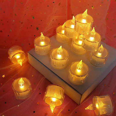 HomeFast Flameless LED Tea Light Candles Battery-Powered Unscented LED Tealight Candles Candle(Yellow, Pack of 24)